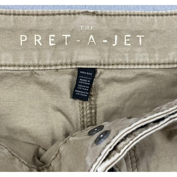 WHBM The Pret-A-Jet Pants Womens 10 Long Khaki High-Rise Utility Straight Leg - Picture 2 of 13